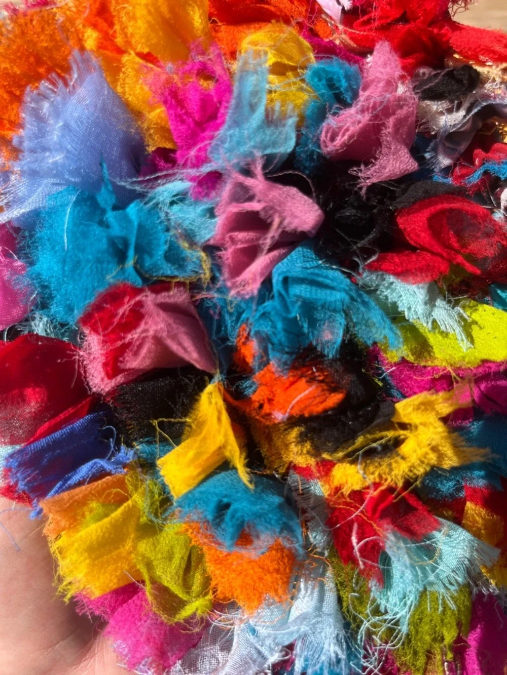 Small Colorful Handloom Frilly Boho Pouch Cosmetic Makeup Bag